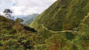 Death road etched into the canyon EN