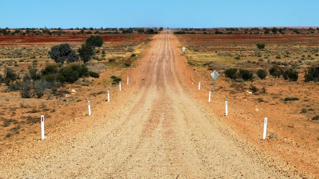 looking down from a high point of the road – a sand dune