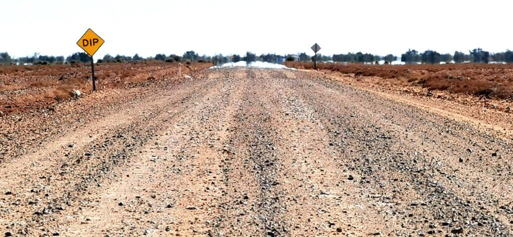 Mirages were a feature over the rough stoney track