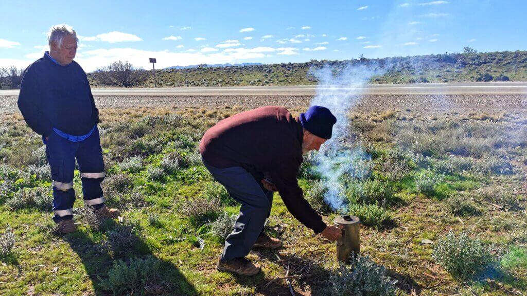 Rick watches on as Russell attends to boiling the water for billy tea – I always look forward to our morning tea breaks!
