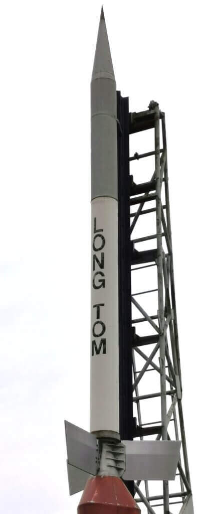 Long Tom, Long Tom was the first Australian sounding rocket, launched in October 1957. It was a 8.2-metre-long two-stage rocket developed to test the range’s instrumentation for later projects. Sounding rockets were launched into the ionosphere, too high for planes to reach and too low for satellites of the time, enabling scientists to learn more about this outer layer of the Earth’s atmosphere.