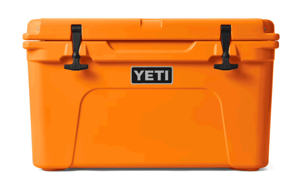 yeti tundra cooler in bright orange
