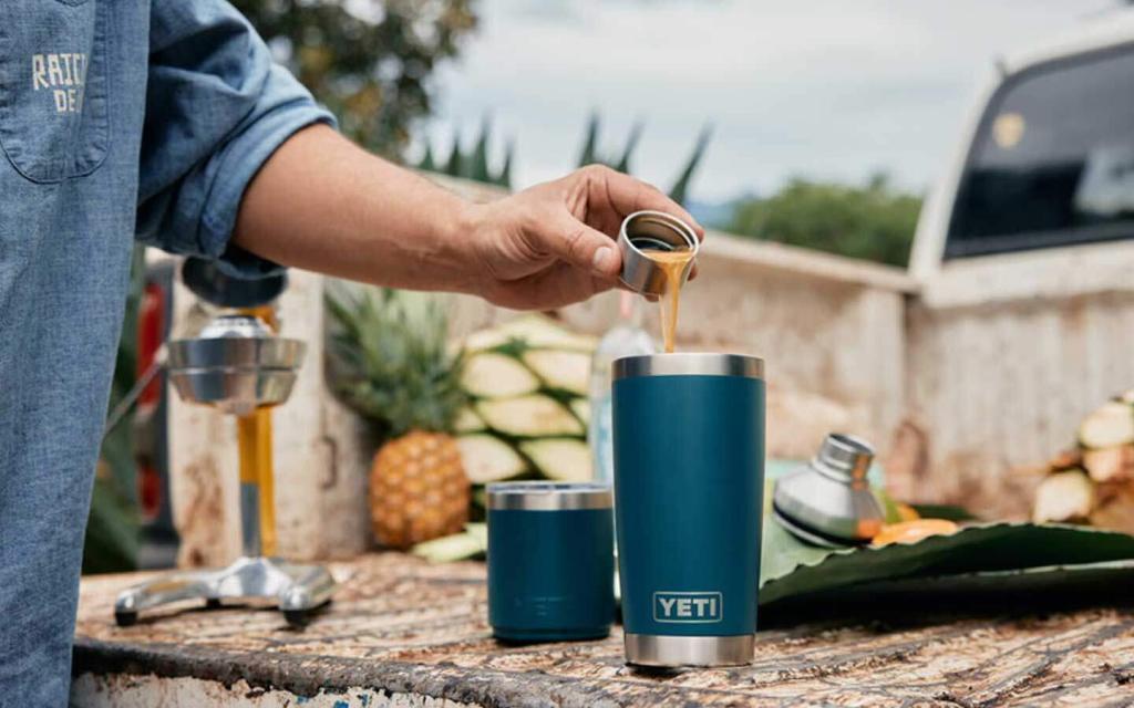 yeti rumbler cocktail shaker on the back of a pickup