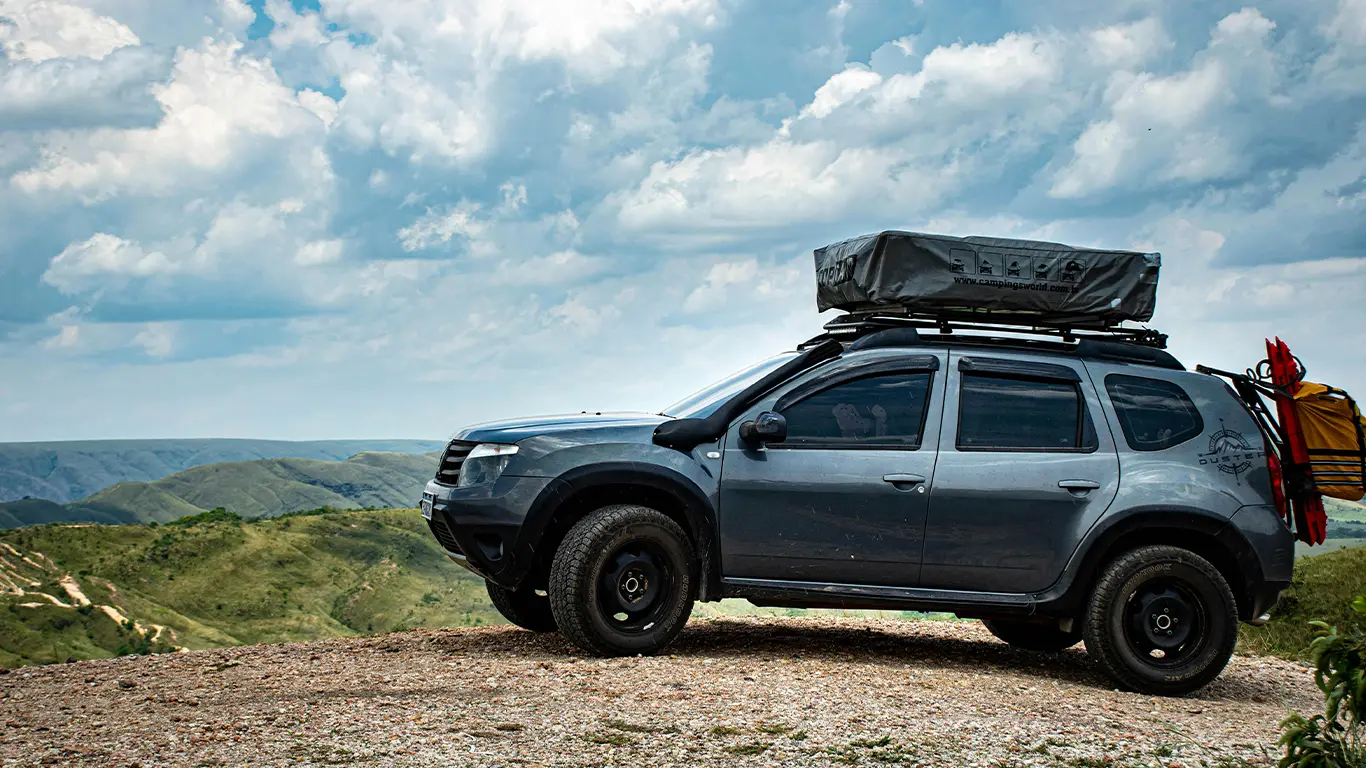 car with rooftop tent