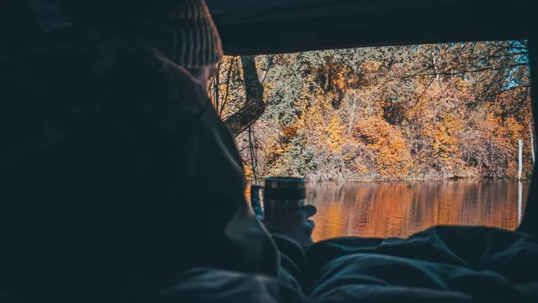 looking out from a rooftop tent