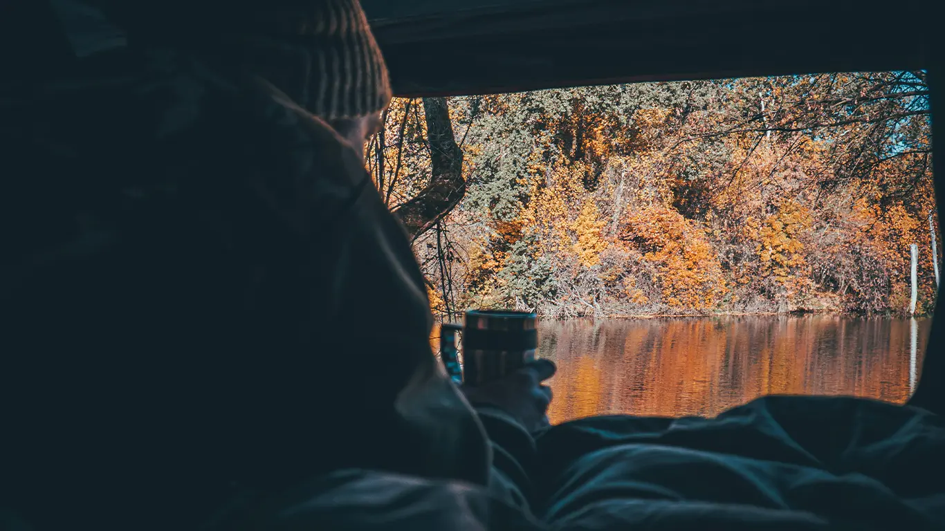 looking out from a rooftop tent