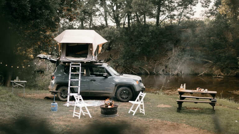 car with rooftop tent