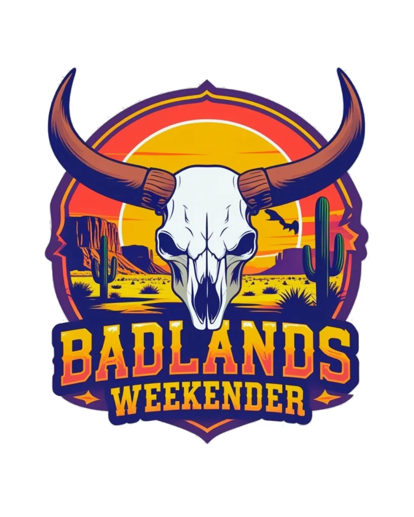 the badlands weekender logo with cattle skull