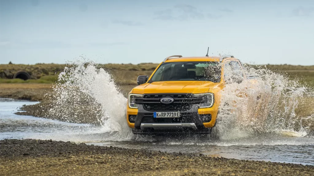 Ford Ranger PHEV splashing through some water