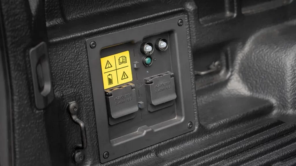two 230V power sockets in the load bay of the Ford Ranger