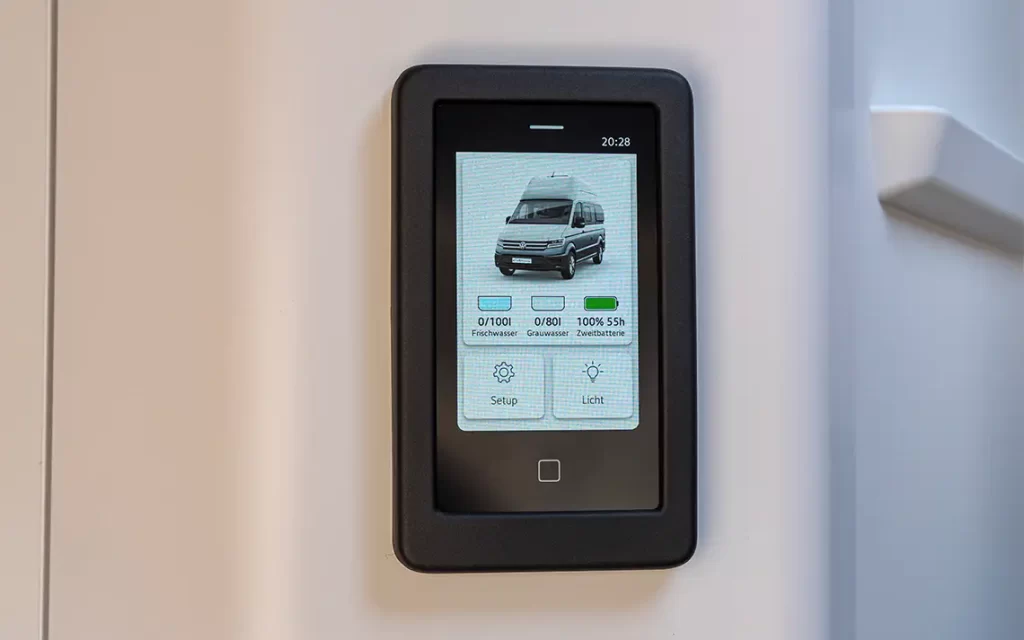 Touch display for displaying and operating the camping facilities