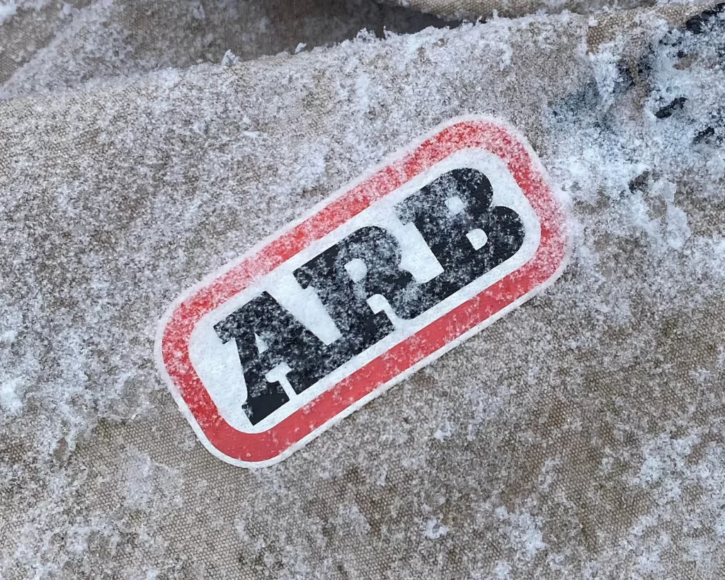 arb logo on the skydome swag covered in snow