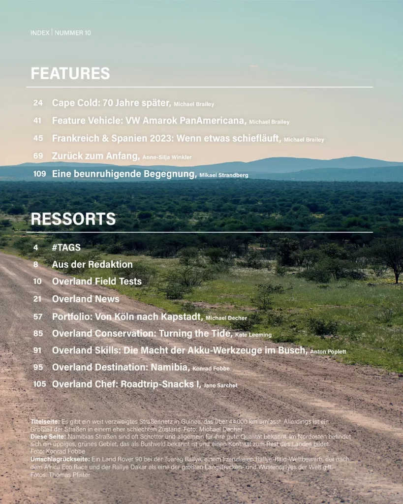 number 10 contents page